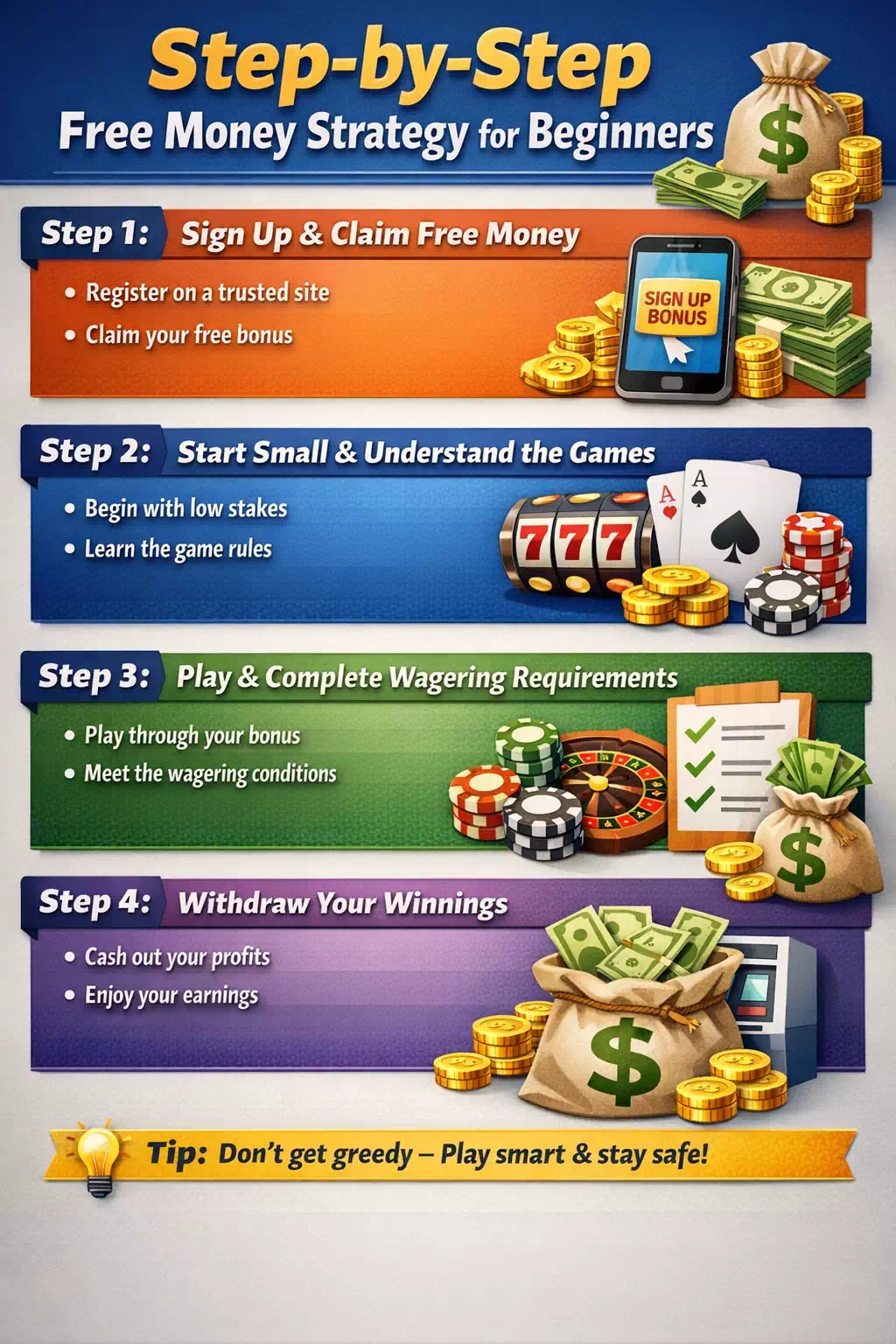 초보자를 위한 꽁머니 단계별 이용 전략을 정리한 가이드 이미지